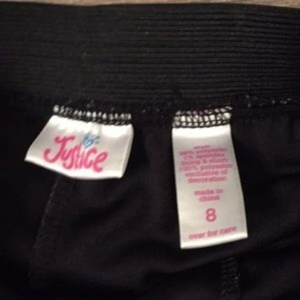 Justice black‎ mini ruffle sparkly skort skirt sz 8